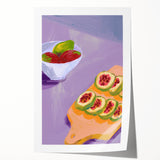 Extra large rolled print featuring assorted fruits in bright, vivid colors, ideal for art wall dining room.