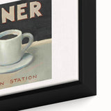 Extra large black wall art featuring colorful, textured food illustrations on a framed canvas, ideal for living room decor.