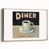 Framed canvas of a vintage landscape painting featuring black and gold tones, suitable for bedroom decor.