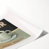 Extra large wall art featuring line art flowers in muted earth tones on a rolled canvas.