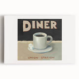 Large black and white stretched canvas featuring a minimalist kitchen utensil design, ideal for kitchen wall art.