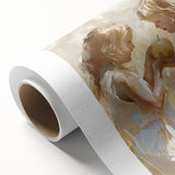 Art deco poster on rolled canvas featuring stylized food and people in vibrant colors.