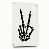 Skeleton Peace Sign Halloween Wall Art - Spooky Minimalist Decor