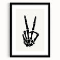 Skeleton Peace Sign Halloween Wall Art - Spooky Minimalist Decor