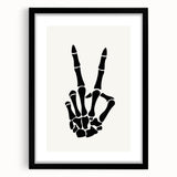 Skeleton Peace Sign Halloween Wall Art - Spooky Minimalist Decor