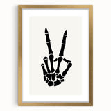 Skeleton Peace Sign Halloween Wall Art - Spooky Minimalist Decor