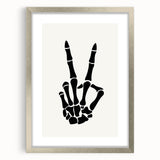 Skeleton Peace Sign Halloween Wall Art - Spooky Minimalist Decor