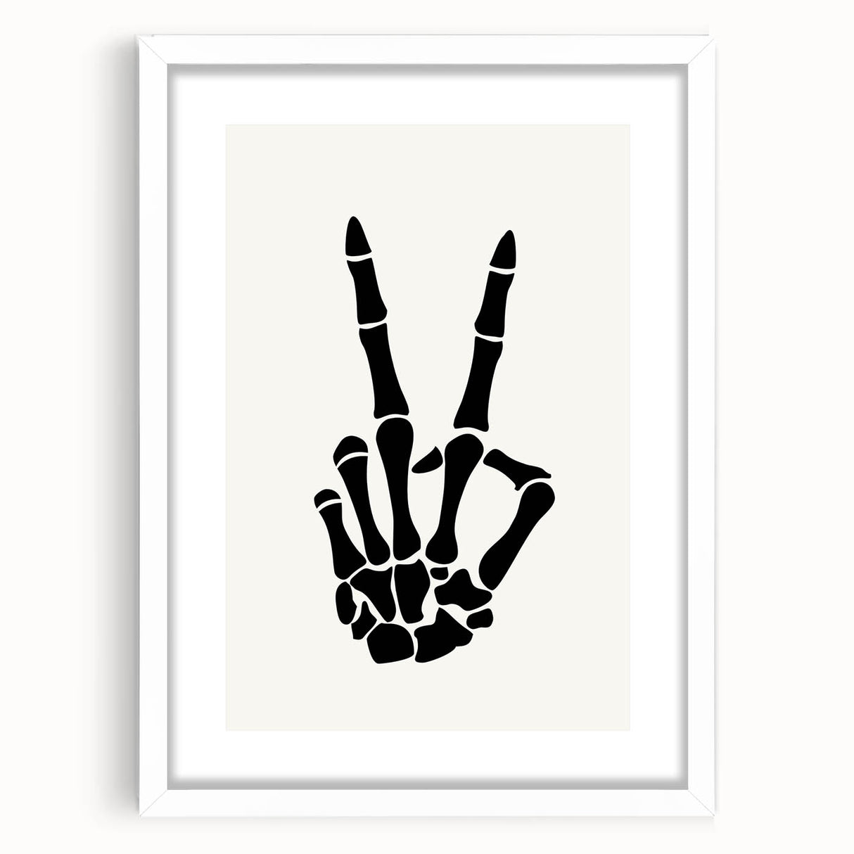 Skeleton Peace Sign Halloween Wall Art - Spooky Minimalist Decor