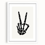 Skeleton Peace Sign Halloween Wall Art - Spooky Minimalist Decor