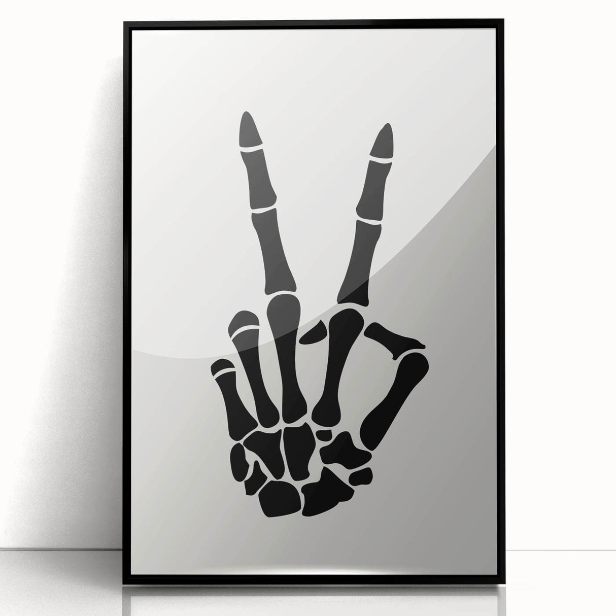Skeleton Peace Sign Halloween Wall Art - Spooky Minimalist Decor