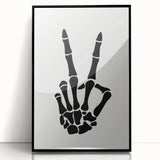 Skeleton Peace Sign Halloween Wall Art - Spooky Minimalist Decor