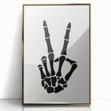 Skeleton Peace Sign Halloween Wall Art - Spooky Minimalist Decor