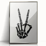 Skeleton Peace Sign Halloween Wall Art - Spooky Minimalist Decor