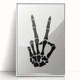 Skeleton Peace Sign Halloween Wall Art - Spooky Minimalist Decor