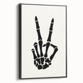 Skeleton Peace Sign Halloween Wall Art - Spooky Minimalist Decor