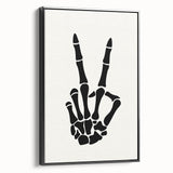 Skeleton Peace Sign Halloween Wall Art - Spooky Minimalist Decor