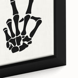 Skeleton Peace Sign Halloween Wall Art - Spooky Minimalist Decor