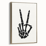 Skeleton Peace Sign Halloween Wall Art - Spooky Minimalist Decor