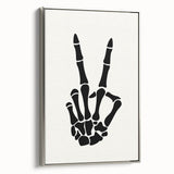 Skeleton Peace Sign Halloween Wall Art - Spooky Minimalist Decor