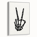 Skeleton Peace Sign Halloween Wall Art - Spooky Minimalist Decor
