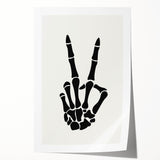 Skeleton Peace Sign Halloween Wall Art - Spooky Minimalist Decor