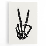 Skeleton Peace Sign Halloween Wall Art - Spooky Minimalist Decor