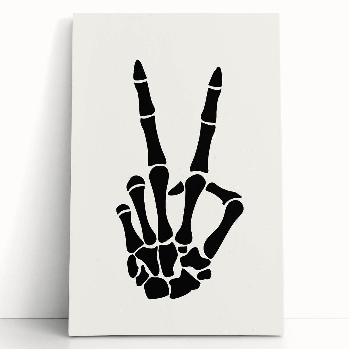 Skeleton Peace Sign Halloween Wall Art - Spooky Minimalist Decor