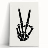 Skeleton Peace Sign Halloween Wall Art - Spooky Minimalist Decor
