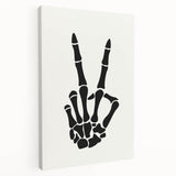 Skeleton Peace Sign Halloween Wall Art - Spooky Minimalist Decor