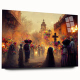 Golden Glow Procession – Día de los Muertos Art Prints