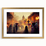 Golden Glow Procession – Día de los Muertos Art Prints