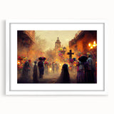 Golden Glow Procession – Día de los Muertos Art Prints