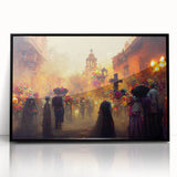 Golden Glow Procession – Día de los Muertos Art Prints