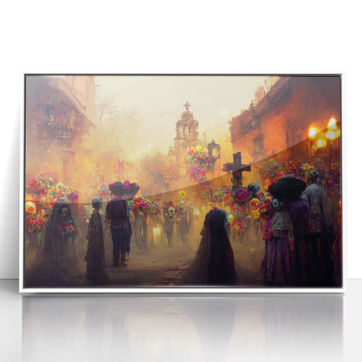 Golden Glow Procession – Día de los Muertos Art Prints