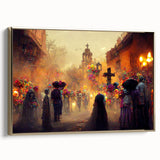 Golden Glow Procession – Día de los Muertos Art Prints