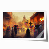 Golden Glow Procession – Día de los Muertos Art Prints