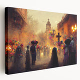 Golden Glow Procession – Día de los Muertos Art Prints