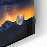 Close-up of a vibrant landscape acrylic glass artwork showcasing rich colors and intricate details, perfect for modern home decor and art enthusiasts.