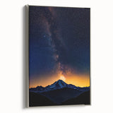 Framed landscape canvas featuring a stunning silver border, showcasing vibrant artwork ideal for modern home decor. Perfect for enhancing interior aesthetics.