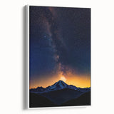 Framed landscape canvas art showcasing a serene nature scene with vibrant colors, displayed from a side view against a white background, ideal for home decor.