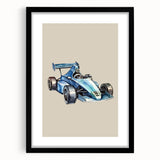 Modern Typography Racing Car Art Print – Stylish Car Illustration Canvas