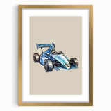 Modern Typography Racing Car Art Print – Stylish Car Illustration Canvas
