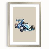 Modern Typography Racing Car Art Print – Stylish Car Illustration Canvas