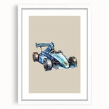 Modern Typography Racing Car Art Print – Stylish Car Illustration Canvas