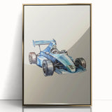 Modern Typography Racing Car Art Print – Stylish Car Illustration Canvas