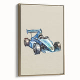 Modern Typography Racing Car Art Print – Stylish Car Illustration Canvas