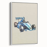 Modern Typography Racing Car Art Print – Stylish Car Illustration Canvas