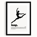 Monochrome Motivational Typography Art Print - "Leap" Canvas