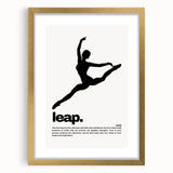 Monochrome Motivational Typography Art Print - "Leap" Canvas