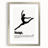 Monochrome Motivational Typography Art Print - "Leap" Canvas